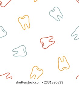 Seamless pattern with colorful outline teeth