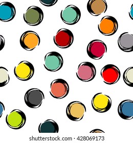 Seamless pattern with colorful painted circles