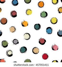Seamless pattern with colorful painted circles