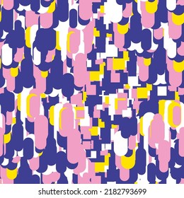 Seamless pattern with colorful painted round and square shapes.