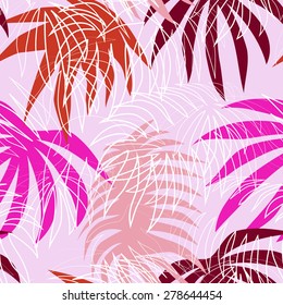 Seamless pattern with colorful palm leafs