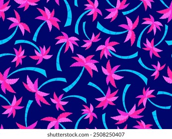 Modelo inconsútil con las palmeras coloridas. Tiempo de verano, Fondo de pantalla con patrón de palmeras tropicales. Diseño para imprimir camisetas, Anuncios y artículos promocionales. Ilustración vectorial