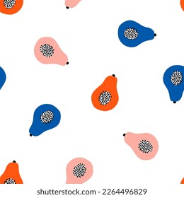 Seamless pattern with colorful papaya fruit