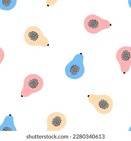Seamless pattern with colorful papaya fruit