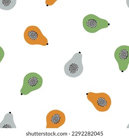 Seamless pattern with colorful papaya fruit