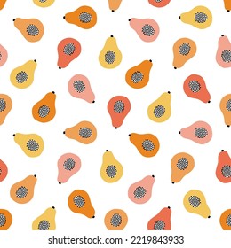 Seamless pattern with colorful papaya fruits