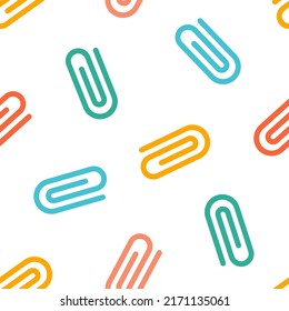 Seamless pattern with colorful paper clips