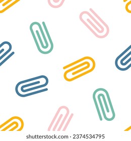 Seamless pattern with colorful paperclip