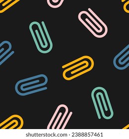 Seamless pattern with colorful paperclip