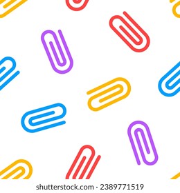 Seamless pattern with colorful paperclip
