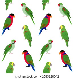 Seamless pattern with colorful parrots