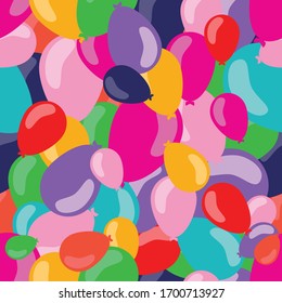 Seamless pattern of colorful party ballons ideal for background or wrapping paper.