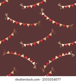 Seamless Pattern of  Colorful Party Banner for Baby’s Birthday Celebration Decorations