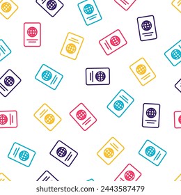 Seamless pattern with colorful passport icon