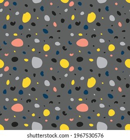 Seamless pattern with colorful pastel irregular round dots. Abstract repeatable texture. Stock vector illustration.