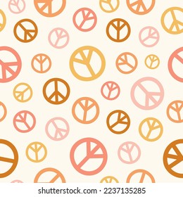 Seamless pattern with colorful peace signs