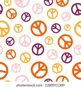 Seamless pattern with colorful peace symbols