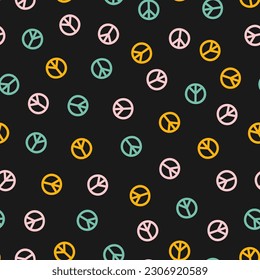 Seamless pattern with colorful peace symbols