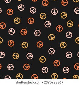 Seamless pattern with colorful peace symbols