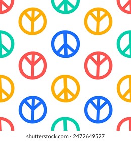 Seamless pattern with colorful peace symbols