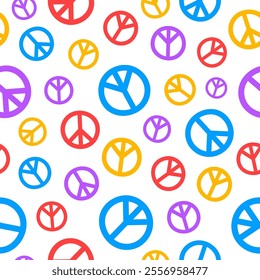 Seamless pattern with colorful peace symbols