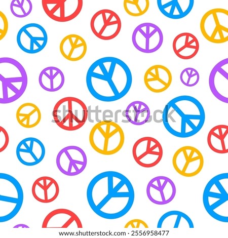 Seamless pattern with colorful peace symbols