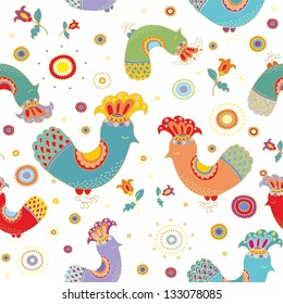 seamless pattern with colorful peacock