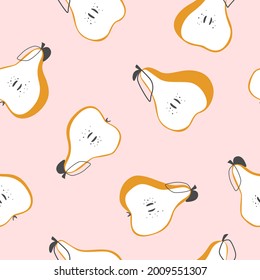 Seamless Pattern. Colorful Pears Light Background. Vector Illustration