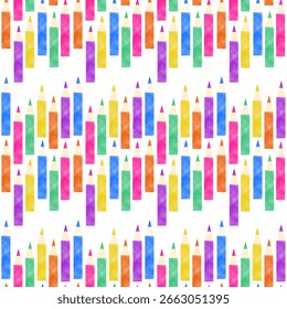 Patrón sin fisuras con Ilustraciones de lápiz de colores para Diseños creativos