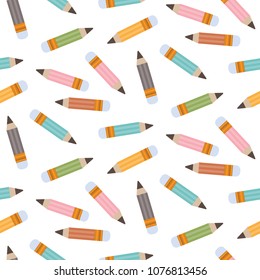 Seamless pattern with colorful pencil. Vector illustration.