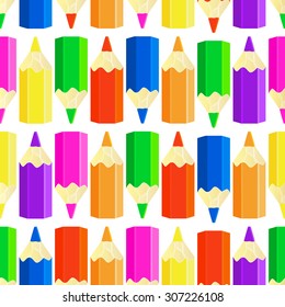 Seamless pattern with colorful pencils, cartoon vector illustration, back to school background