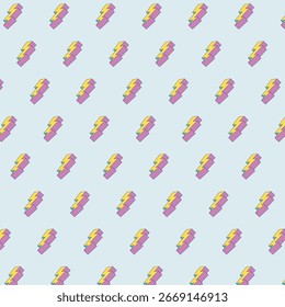 Seamless pattern with colorful pencils on a lightning blue background