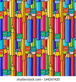 Seamless pattern with colorful pencils - vector