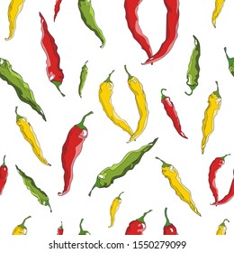 
Seamless pattern with colorful peppers