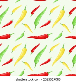 Seamless pattern with colorful peppers. Vegetables in a cartoon design.