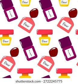 Padrão perfeito com frascos de perfume coloridos.