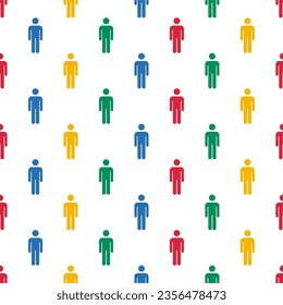 Seamless pattern colorful person icon isolated on white background.People symbol.Flat design.Vector,illustration.