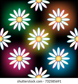 Seamless Pattern with colorful petals on a dark background. For the press on wallpaper