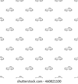 Seamless pattern with colorful pickup trucks