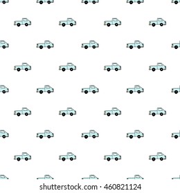 Seamless pattern with colorful pickup trucks