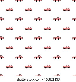 Seamless pattern with colorful pickup trucks