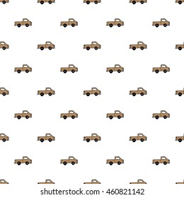 Seamless pattern with colorful pickup trucks