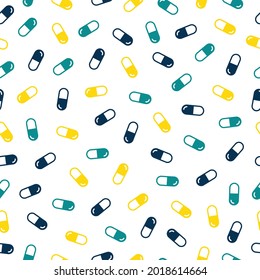 Seamless pattern with colorful pills