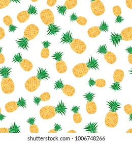 Seamless pattern from colorful pineapple on white background. Design for textiles, banners, posters. Vector illustration.