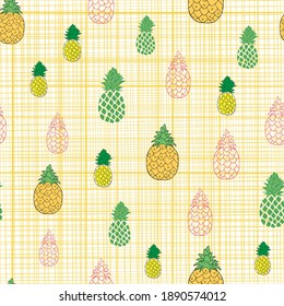 Seamless pattern with colorful pineapples