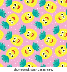 Seamless pattern with colorful pineapples. Vector illustration.