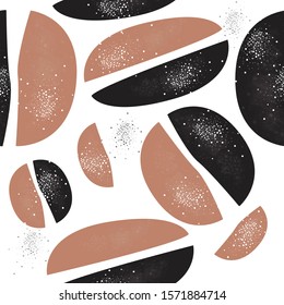 Seamless Pattern with colorful pink and black spheres. Scandinavian Style. 