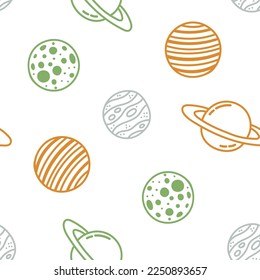 Seamless pattern with colorful planet
