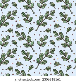 seamless pattern with colorful plants in cartoon style . vector hand drawn background