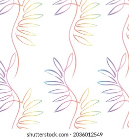 Seamless pattern with colorful plants. Colored elements